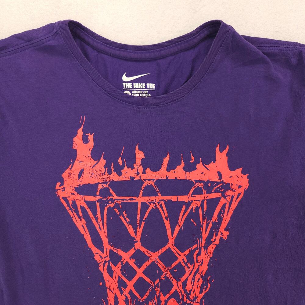 Nike Graphic Basketball Crew Neck Short Sleeve Shirt Mens Size M Purple 16986